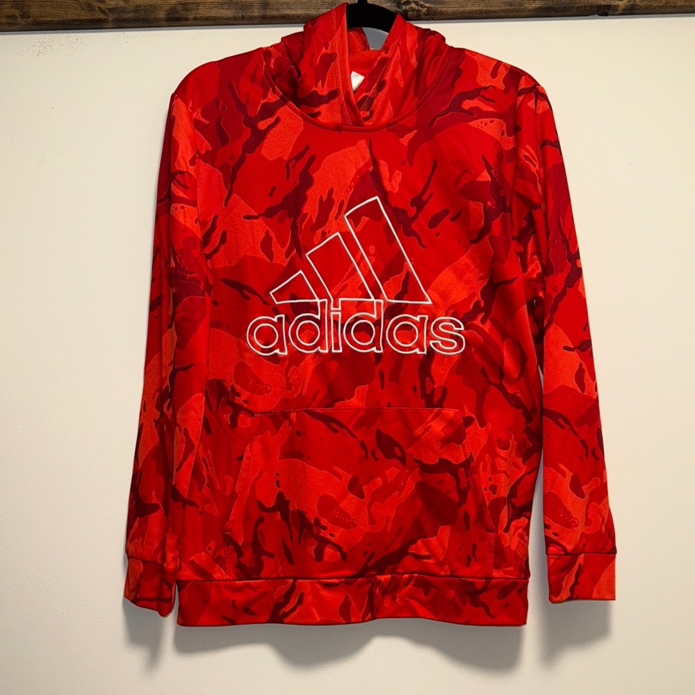 Adidas Bold Red Patterned Hoodie